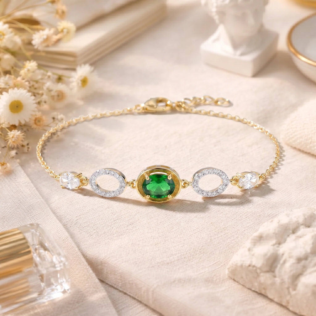Gold Emerald Orbit Bracelet