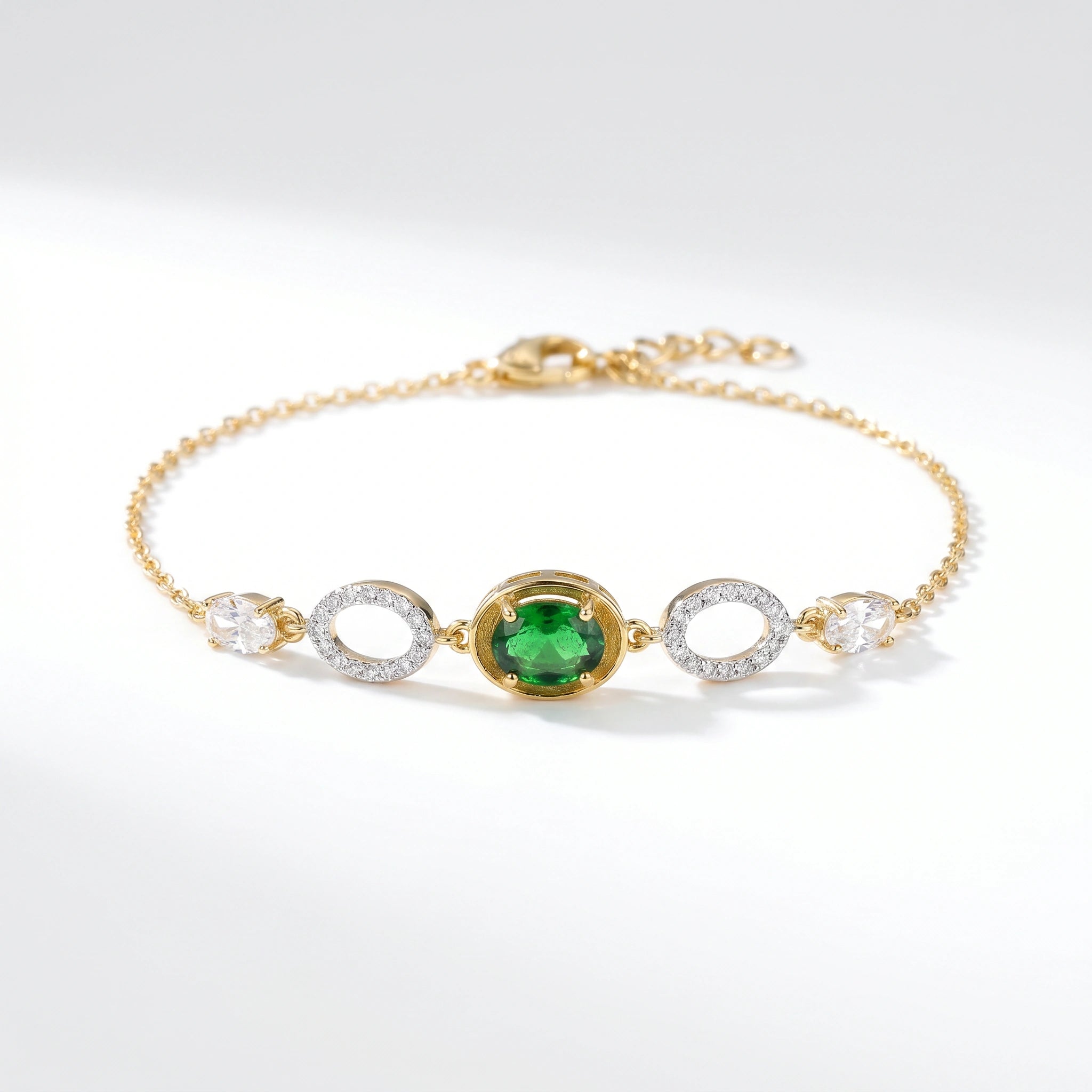 Gold Emerald Orbit Bracelet