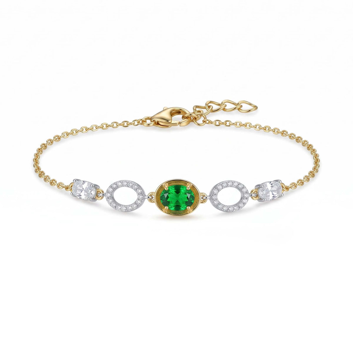 Gold Emerald Orbit Bracelet