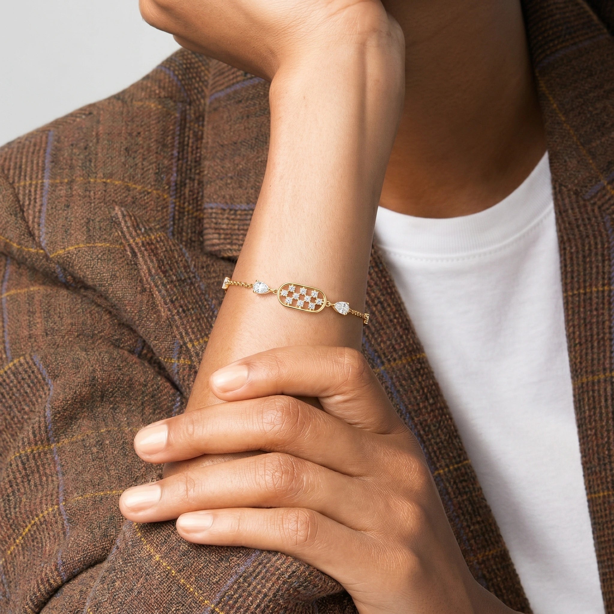 Gold Lattice Halo Bracelet