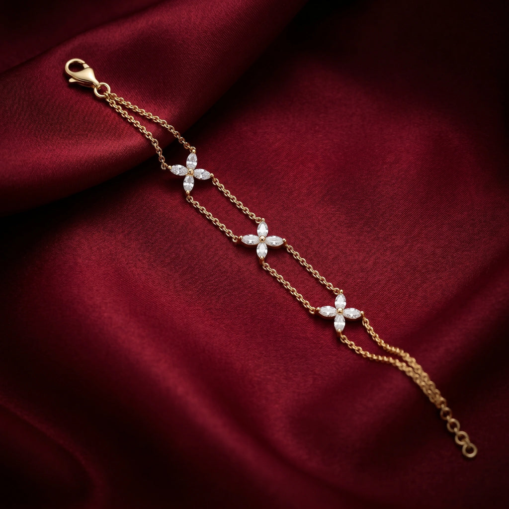 Gold Marquise Floral Bracelet