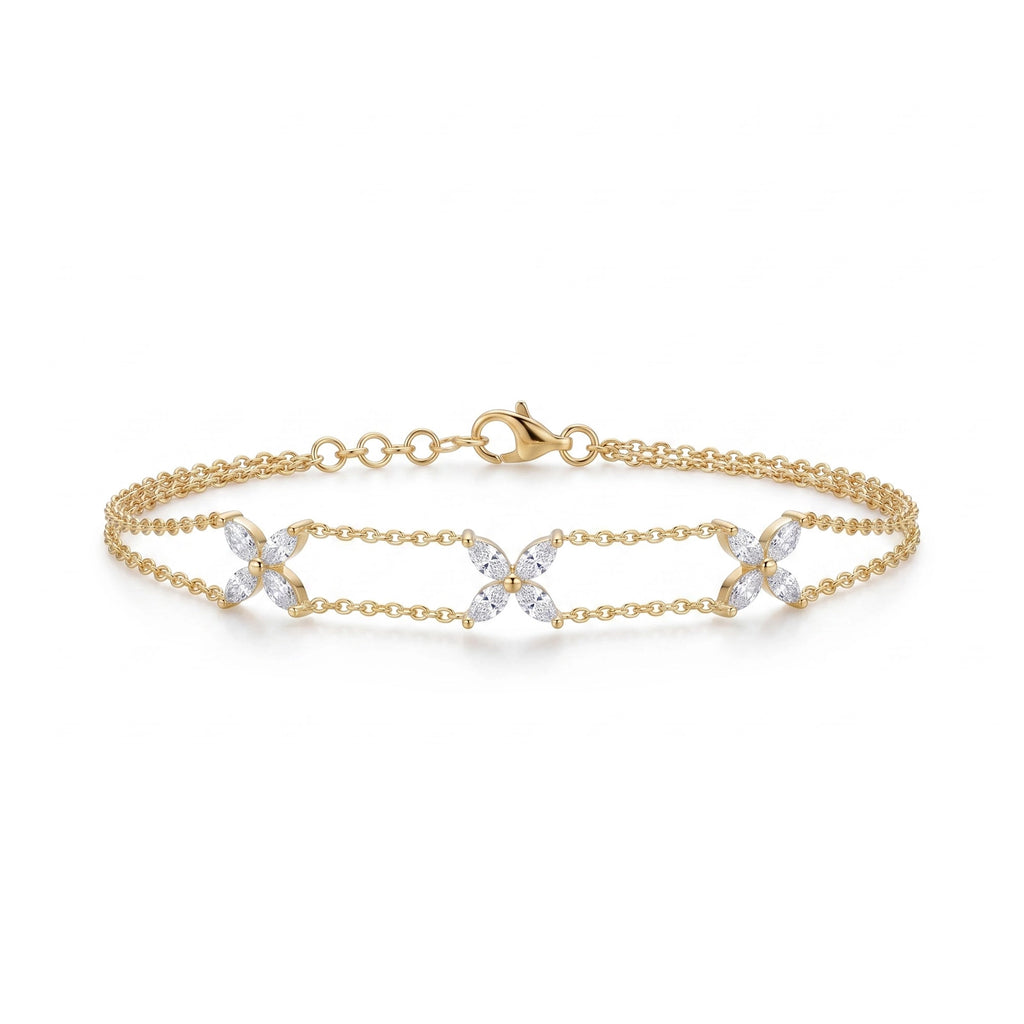 Gold Marquise Floral Bracelet