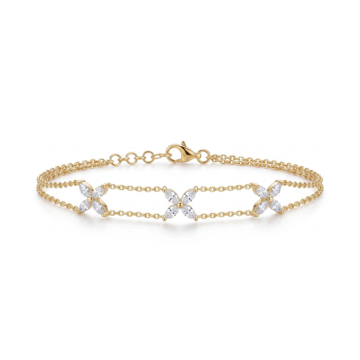 Gold Marquise Floral Bracelet
