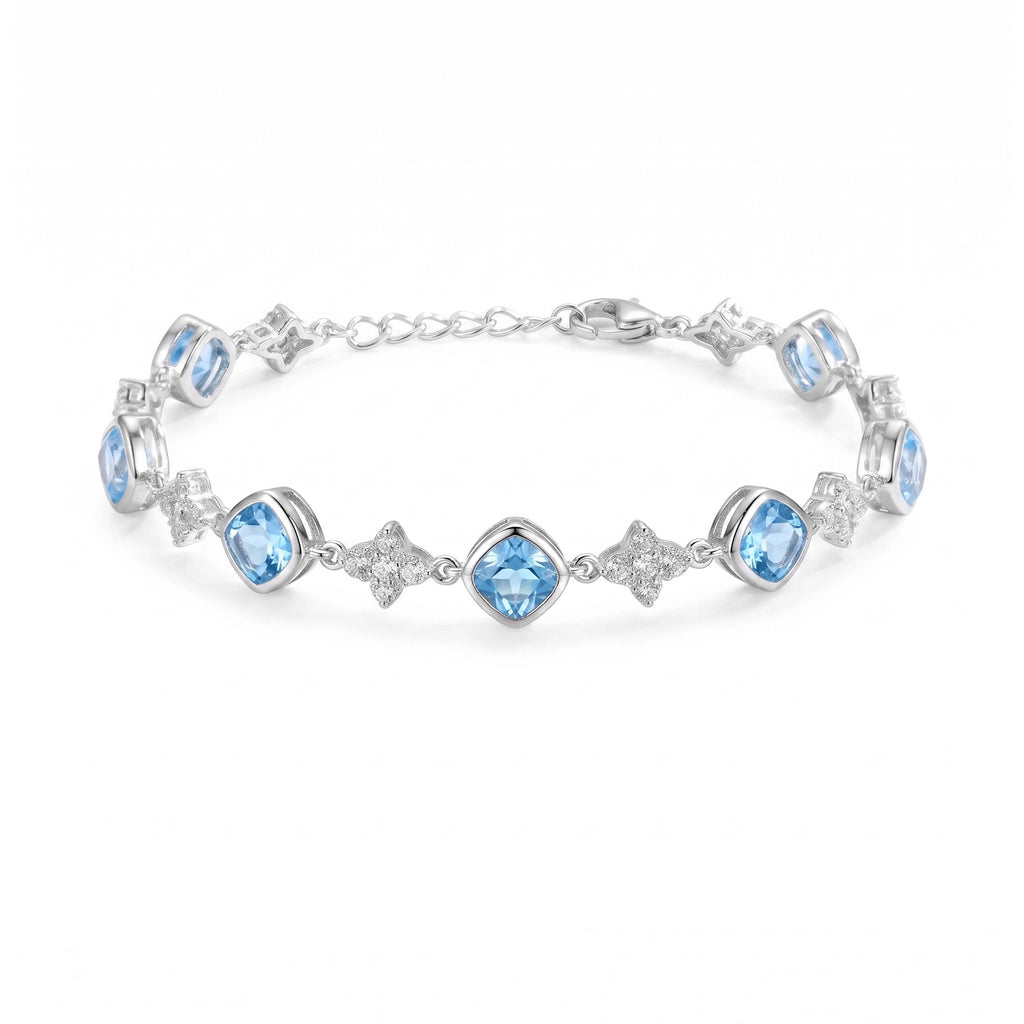 Silver Blue Cushion Bracelet
