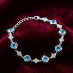 Silver Blue Cushion Bracelet