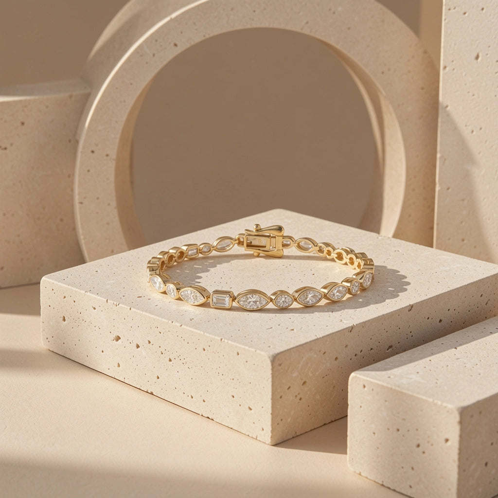 Gold Marquise Mosaic Bracelet