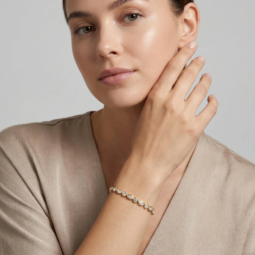 Gold Marquise Tennis Bracelet