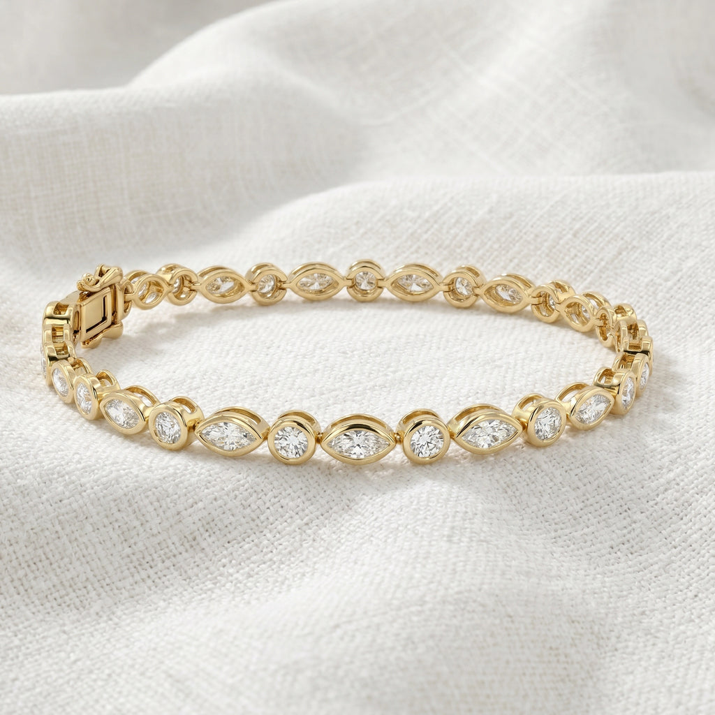 Gold Marquise Tennis Bracelet
