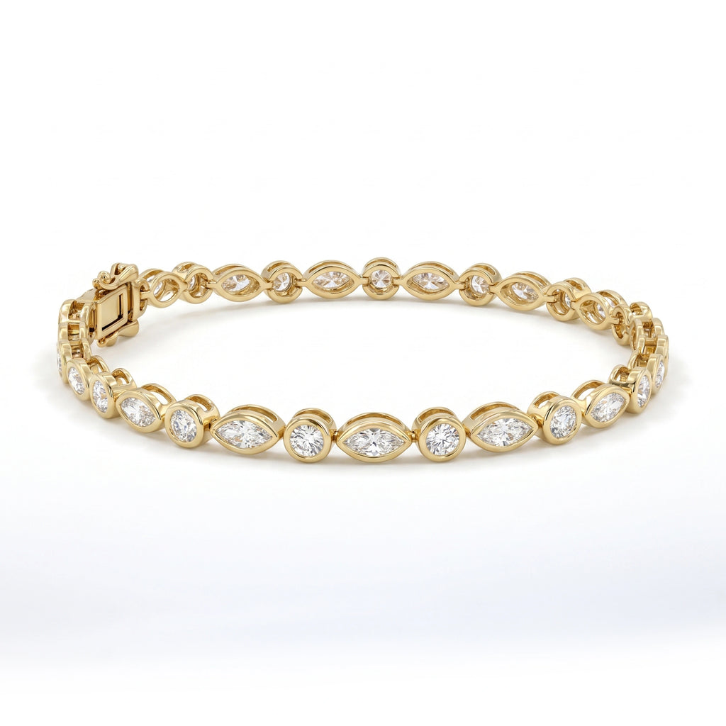 Gold Marquise Tennis Bracelet