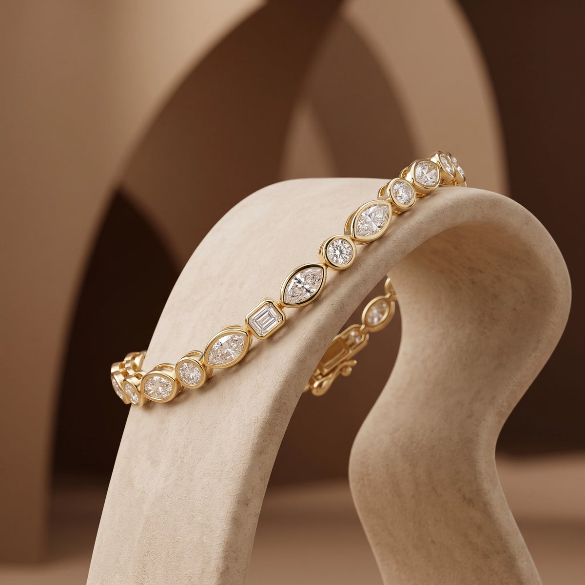 Gold Marquise Tennis Bracelet
