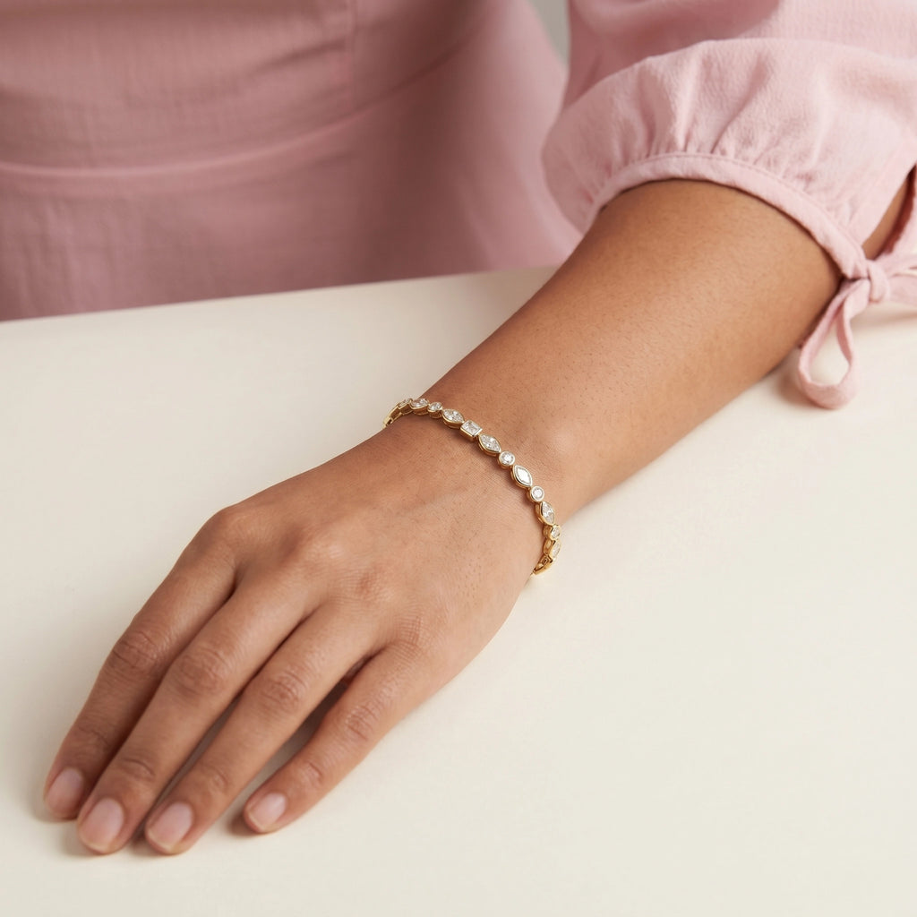 Gold Marquise Tennis Bracelet