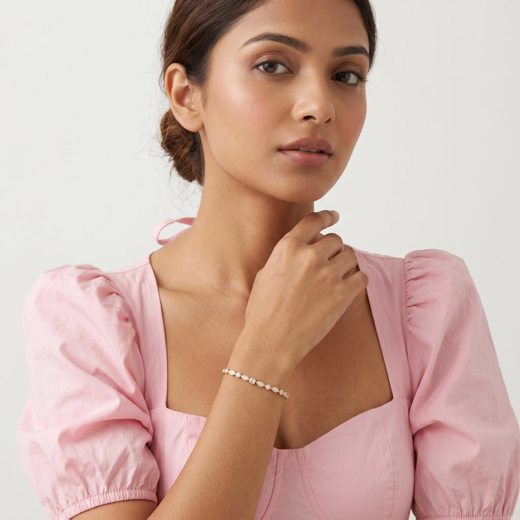 Gold Marquise Tennis Bracelet