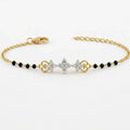 Gold Black Bead Floral Bracelet
