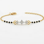 Gold Black Bead Floral Bracelet