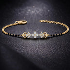 Gold Black Bead Floral Bracelet