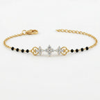 Gold Black Bead Floral Bracelet