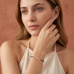 Gold Black Bead Floral Bracelet