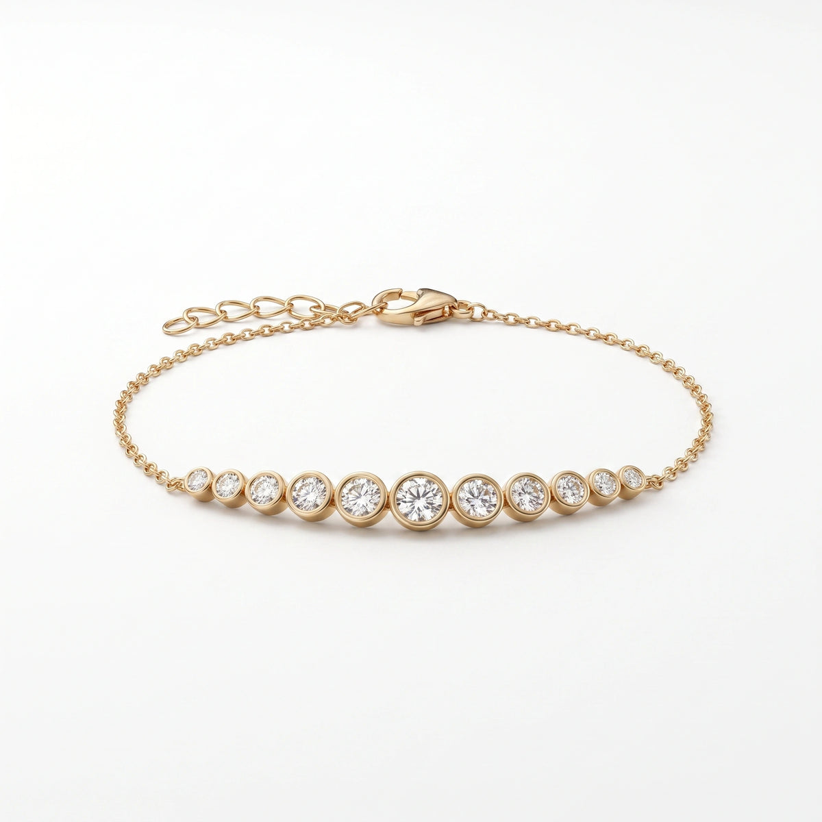 Gold Graduated Bezel Tennis Bracelet