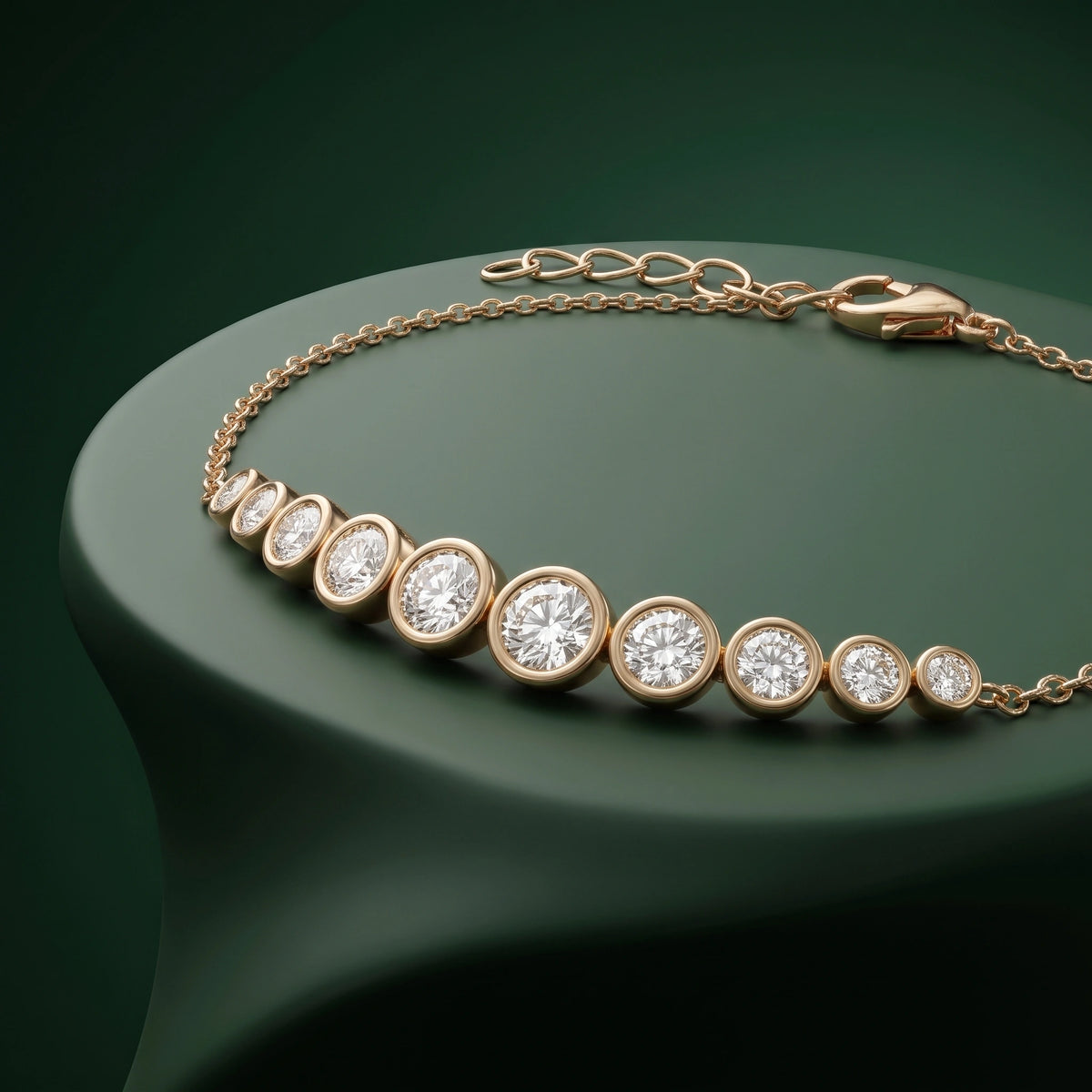 Gold Graduated Bezel Tennis Bracelet