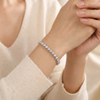 Silver Heart Line Tennis Bracelet