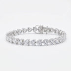Silver Heart Line Tennis Bracelet