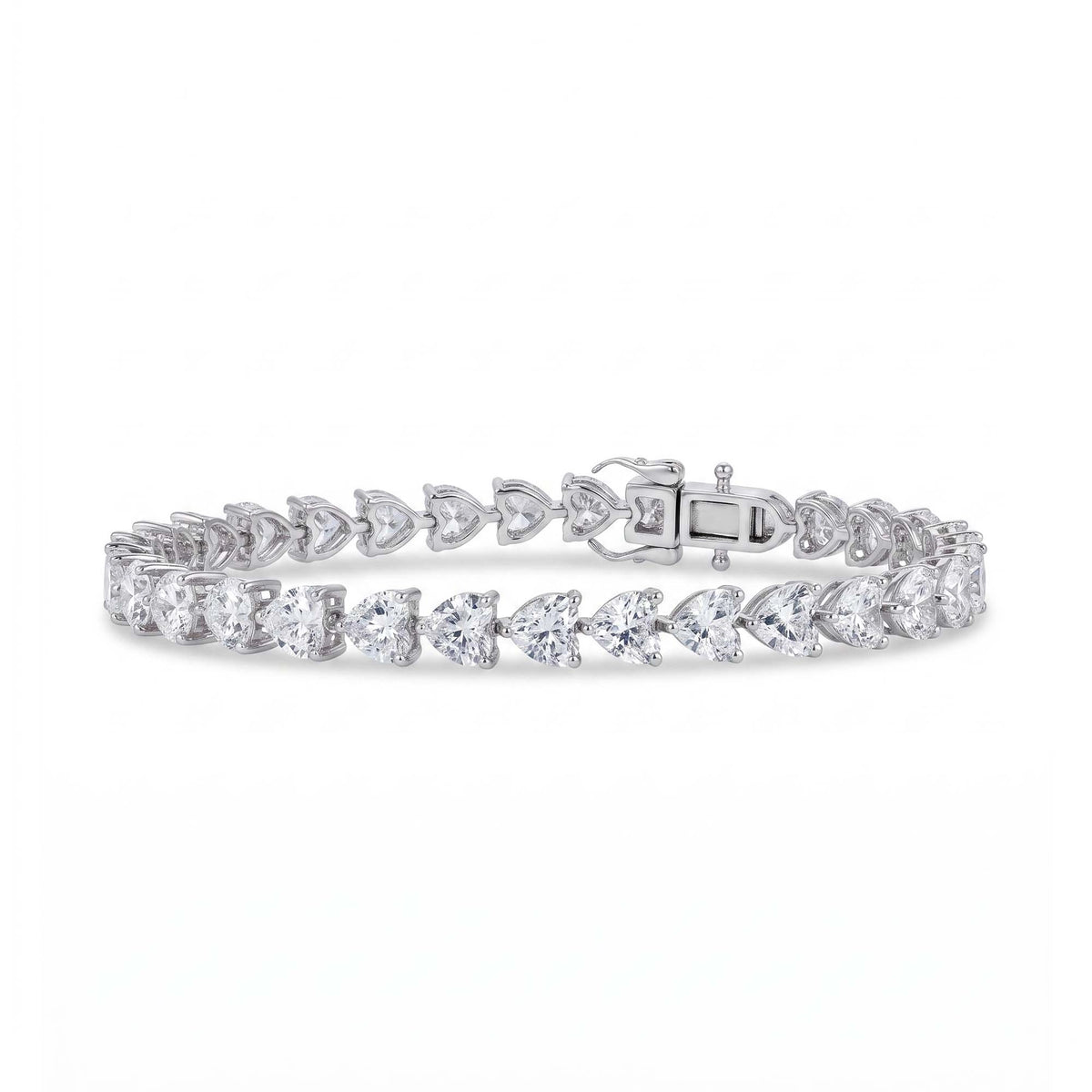 Silver Heart Line Tennis Bracelet