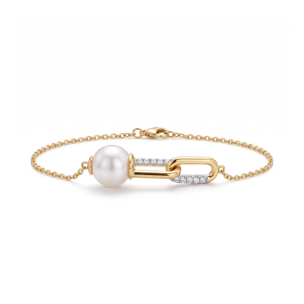 Gold Pearl Link Bracelet