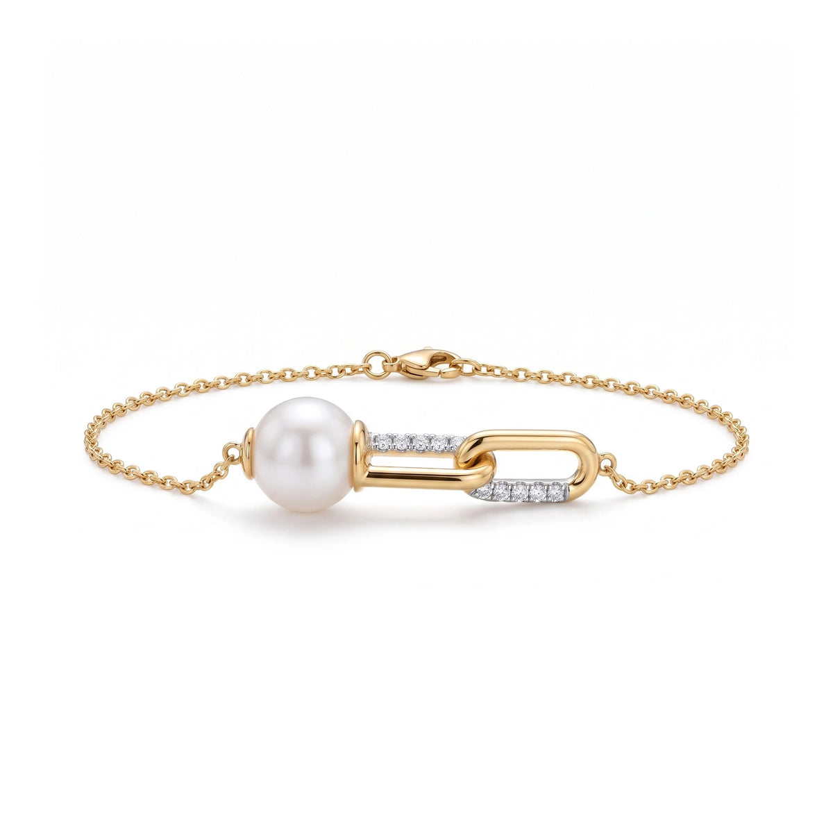 Gold Pearl Link Bracelet