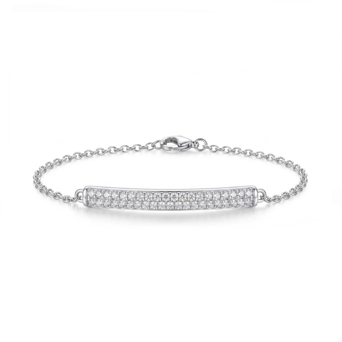 Silver Pave Bar Bracelet