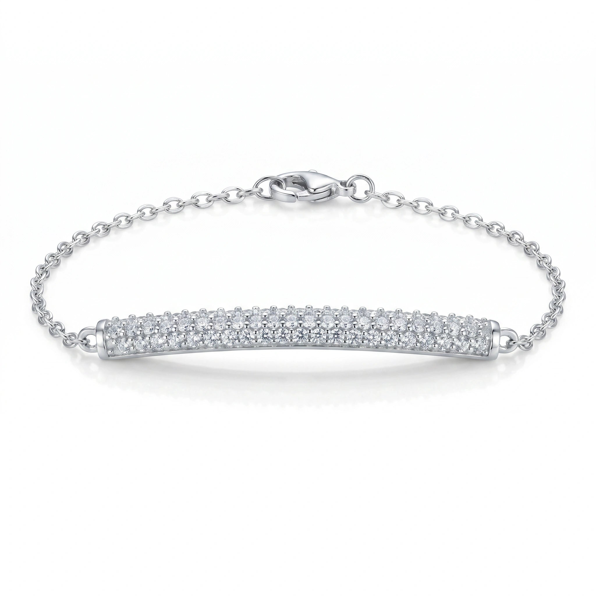 Silver Pave Bar Bracelet