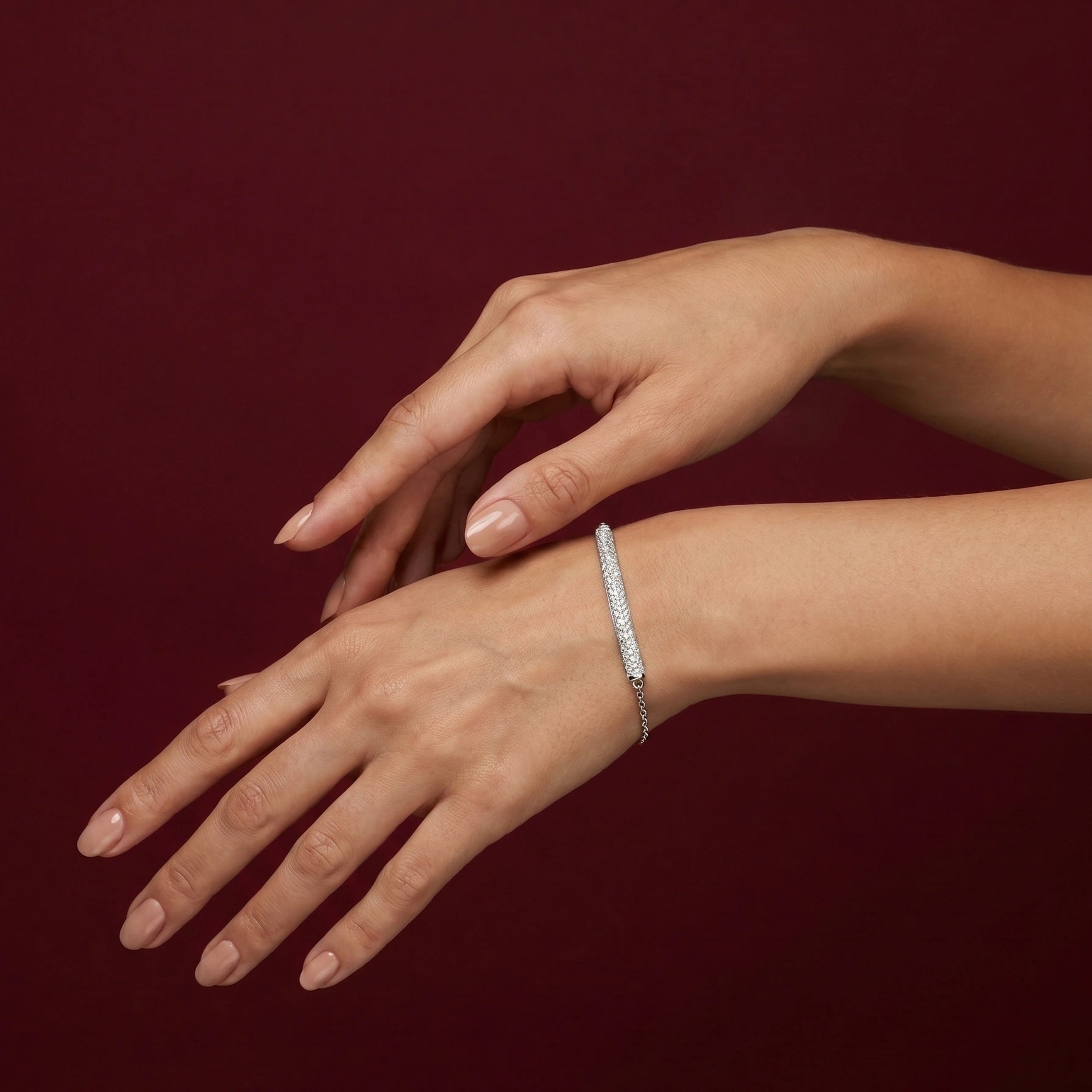 Silver Pave Bar Bracelet