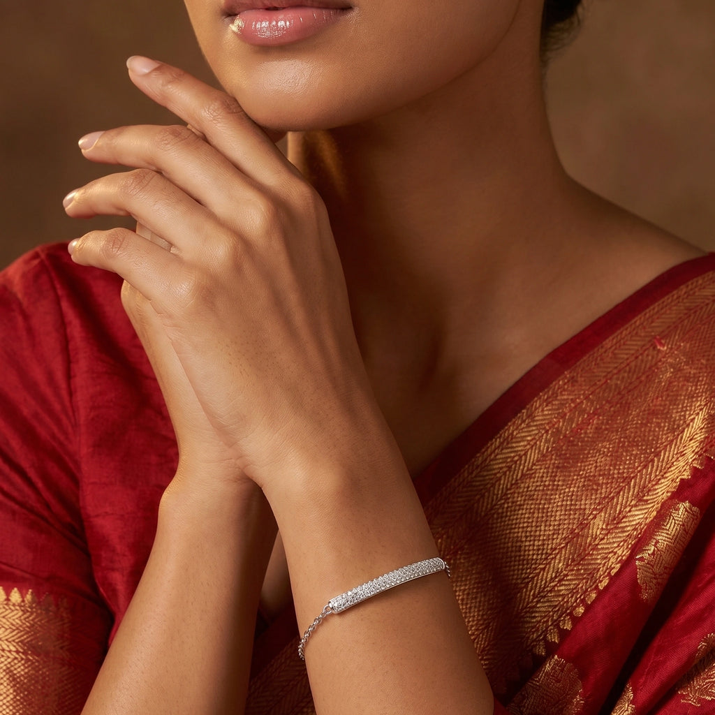 Silver Pave Bar Bracelet