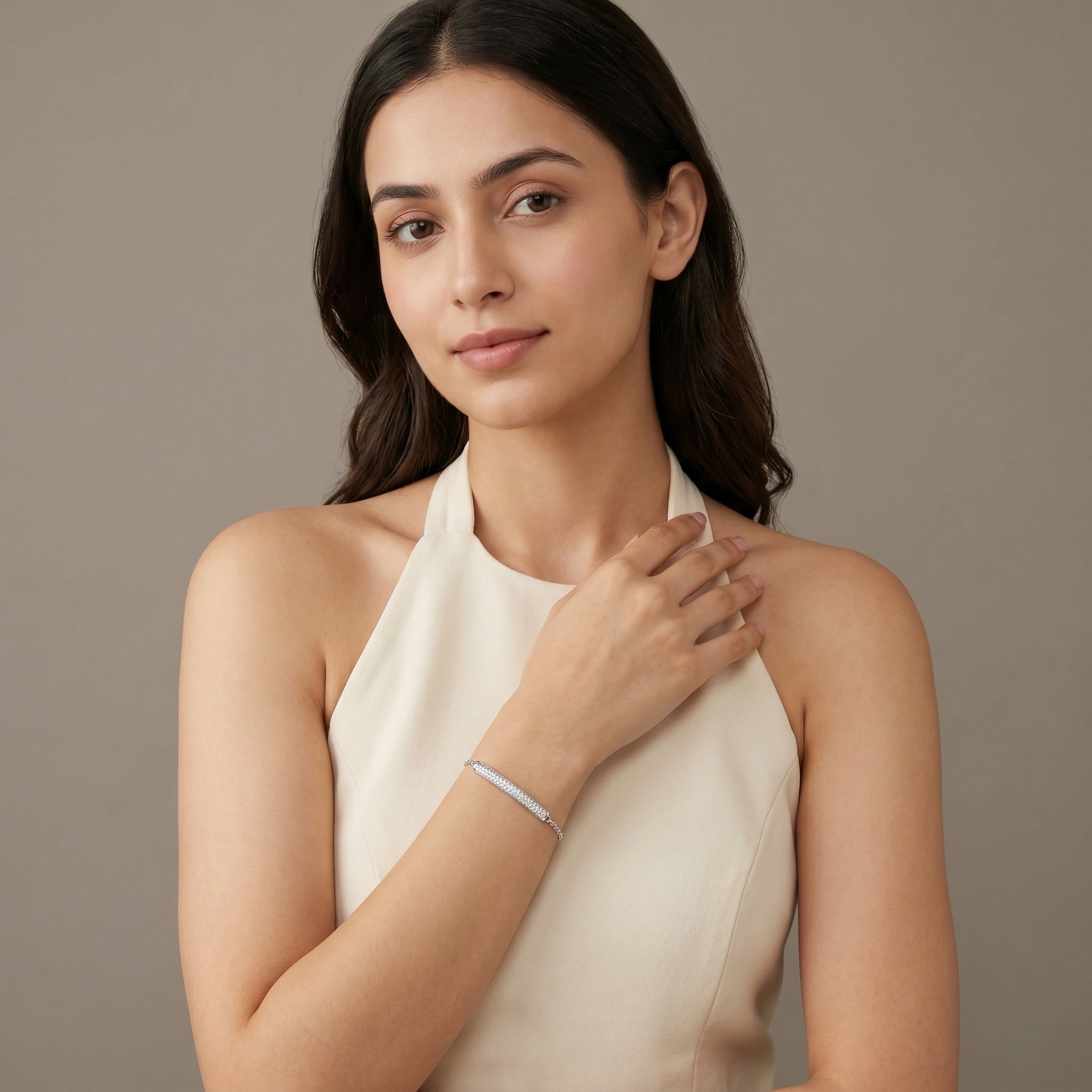 Silver Pave Bar Bracelet
