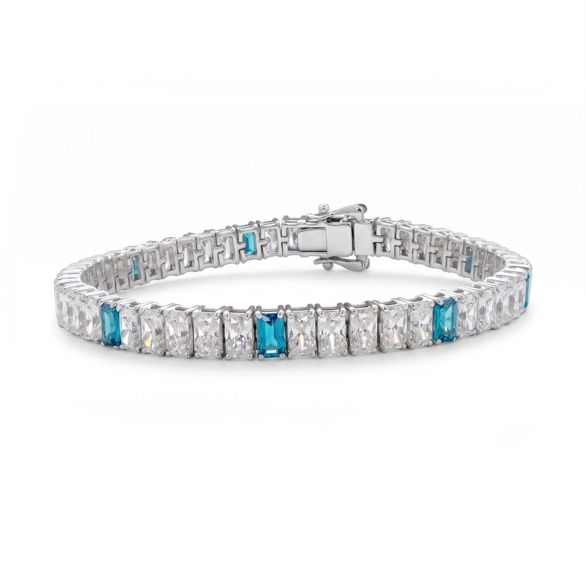 Silver Azure Baguette Tennis Bracelet