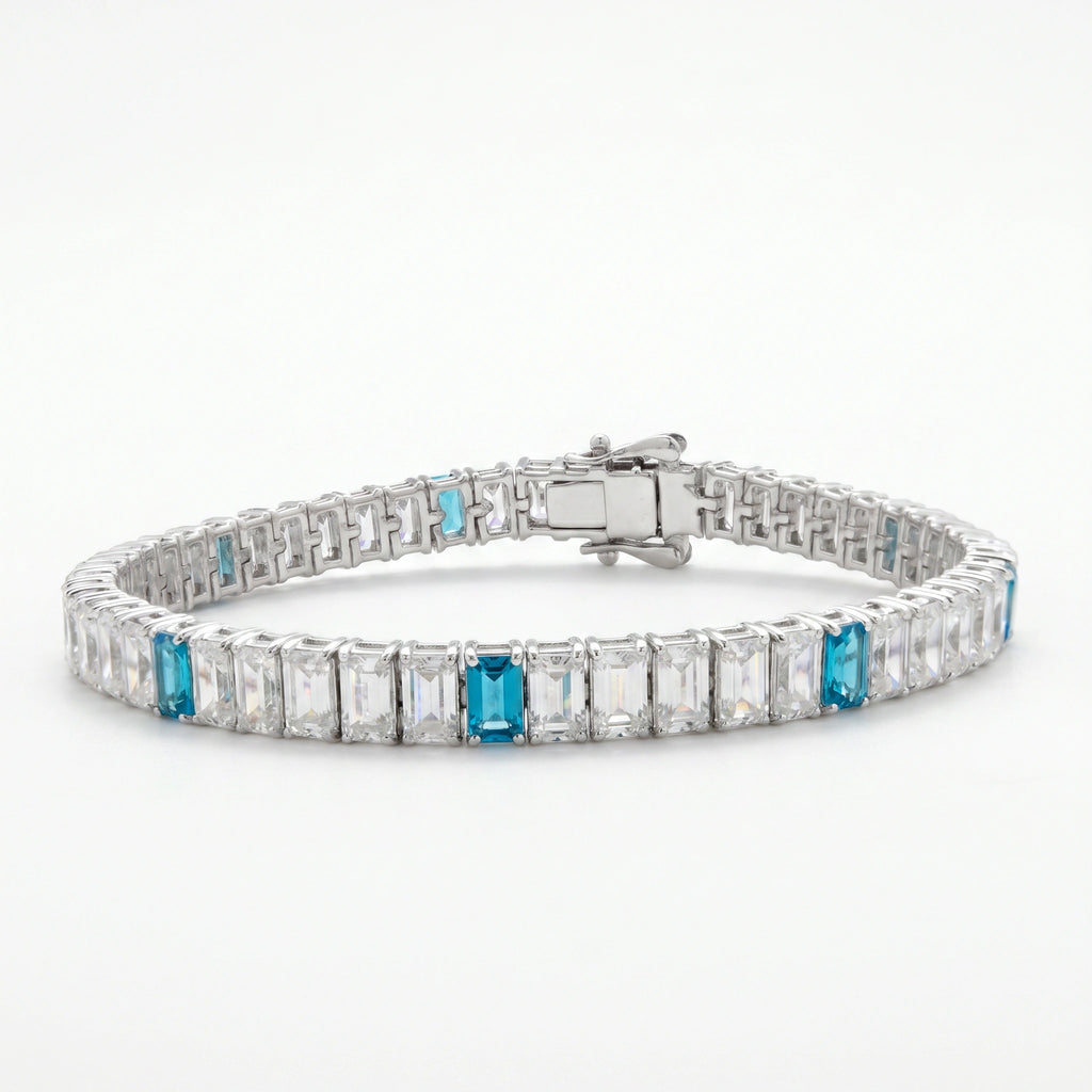 Silver Azure Baguette Tennis Bracelet