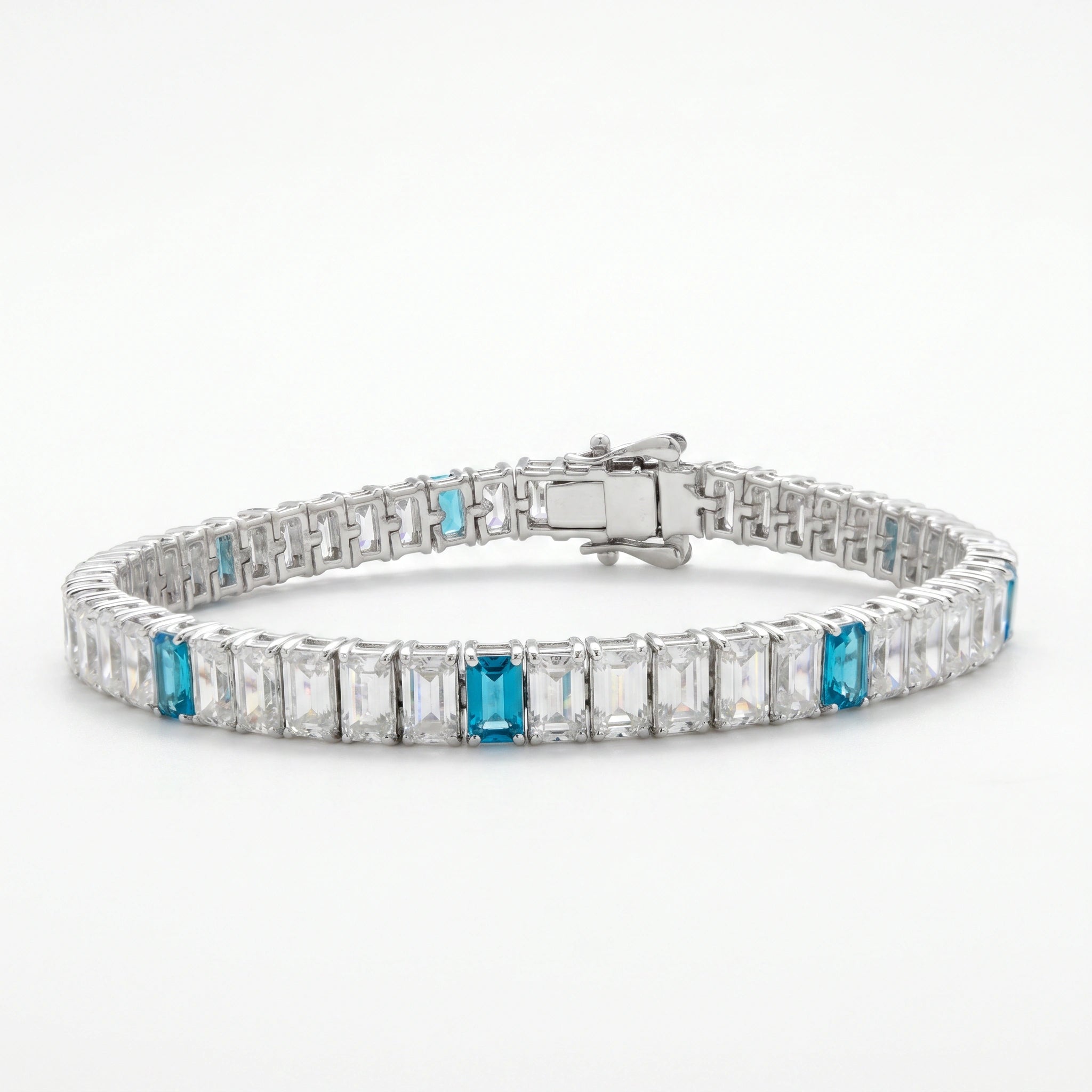 Silver Azure Baguette Tennis Bracelet
