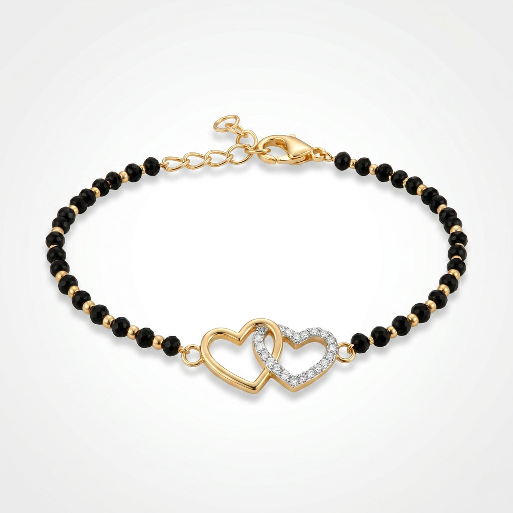 Gold Twin Heart Mangalsutra Bracelet