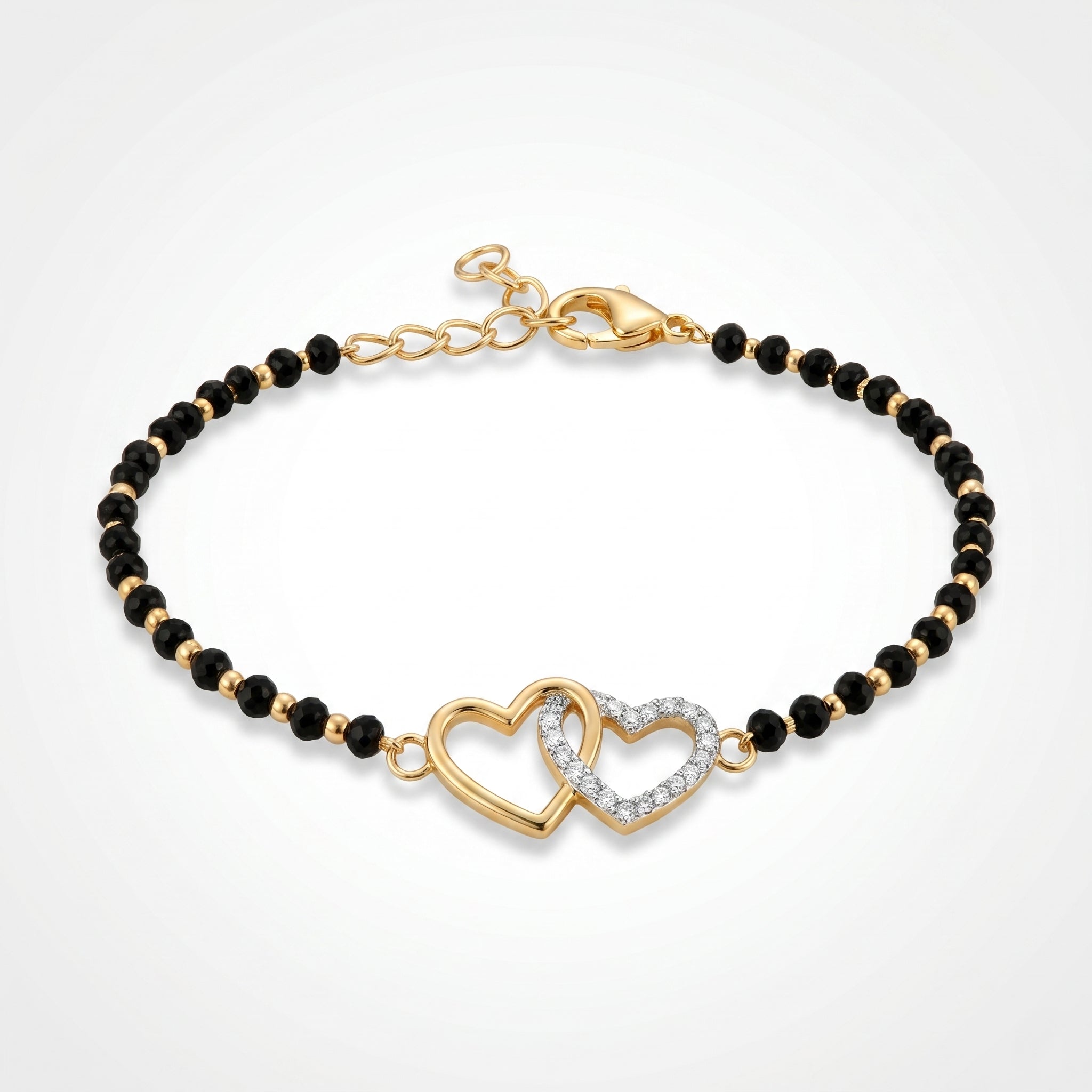 Gold Twin Heart Mangalsutra Bracelet