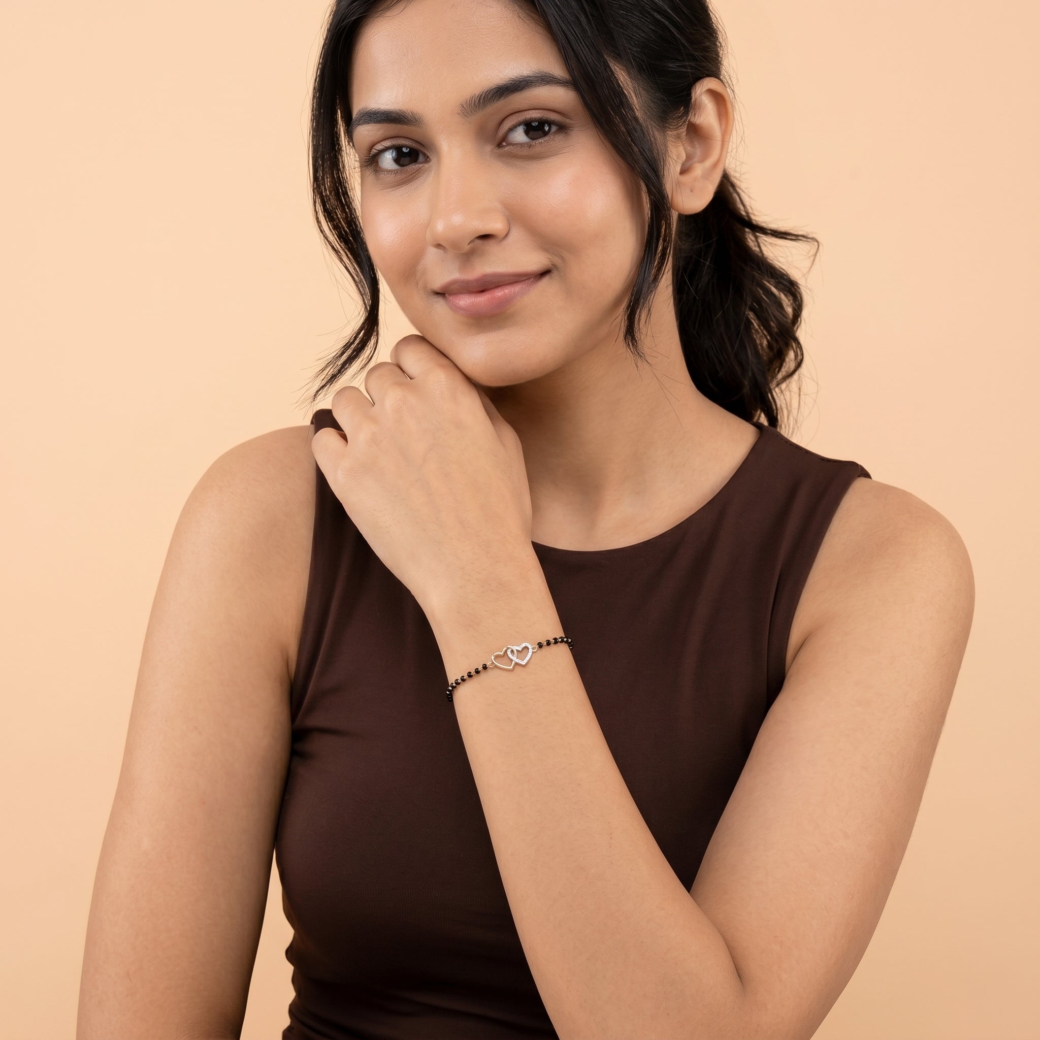 Gold Twin Heart Mangalsutra Bracelet