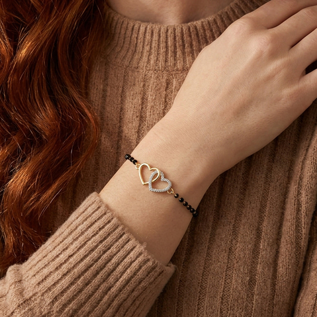 Gold Twin Heart Mangalsutra Bracelet