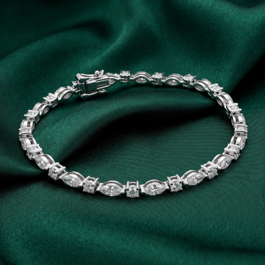 Silver Marquise Link Bracelet