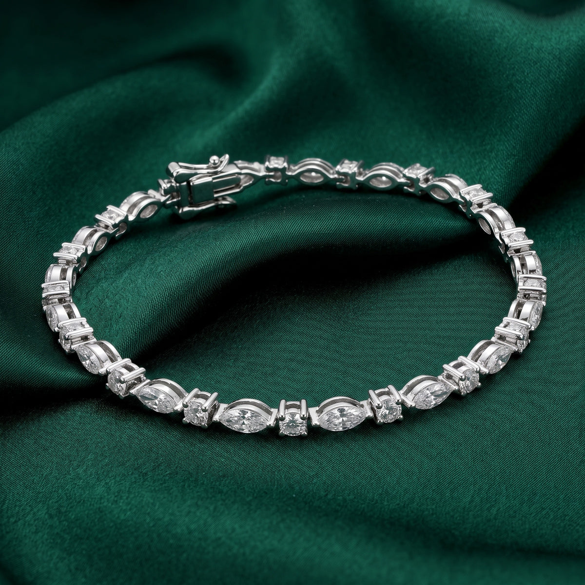 Silver Marquise Link Bracelet