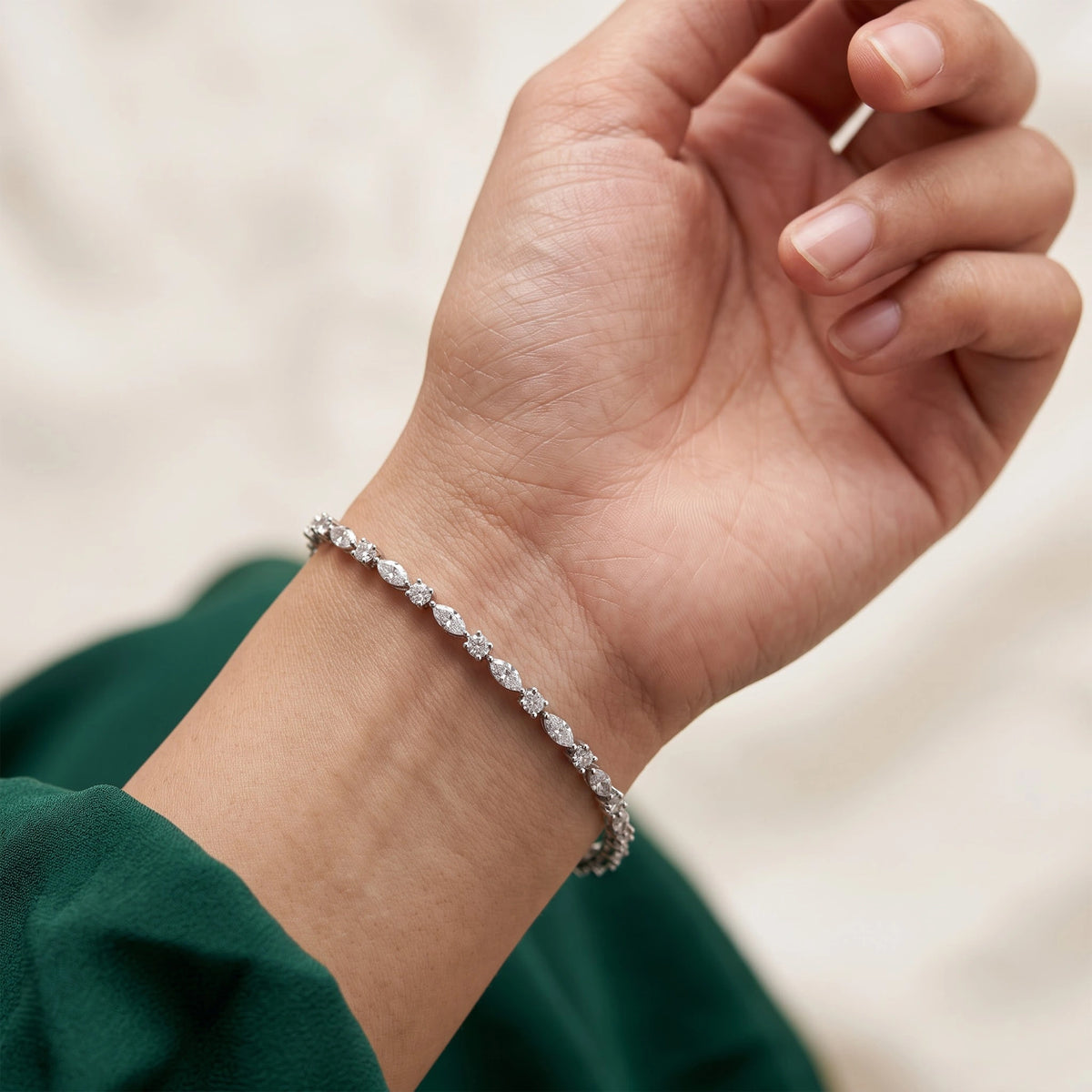 Silver Marquise Link Bracelet