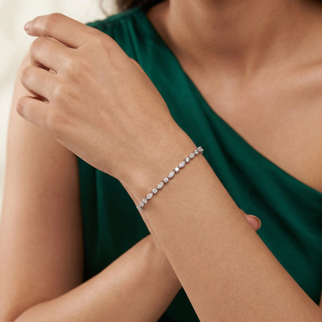 Silver Marquise Link Bracelet