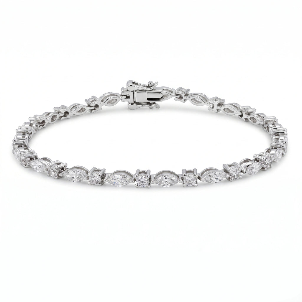 Silver Marquise Link Bracelet
