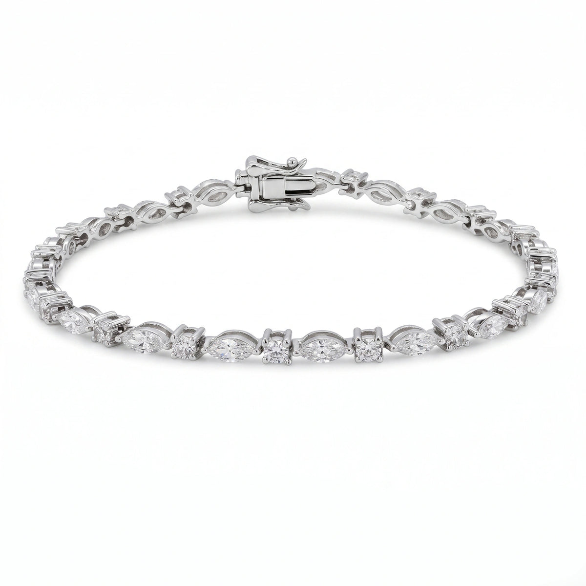 Silver Marquise Link Bracelet