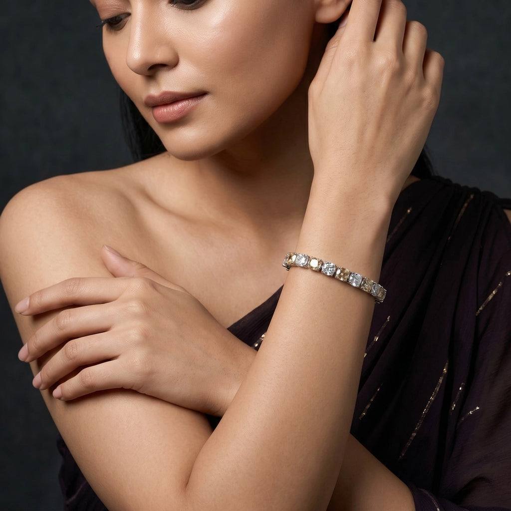 Silver Champagne Tennis Bracelet