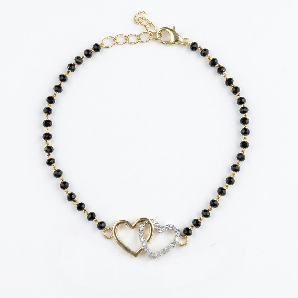 Gold Twin Heart Mangalsutra Bracelet