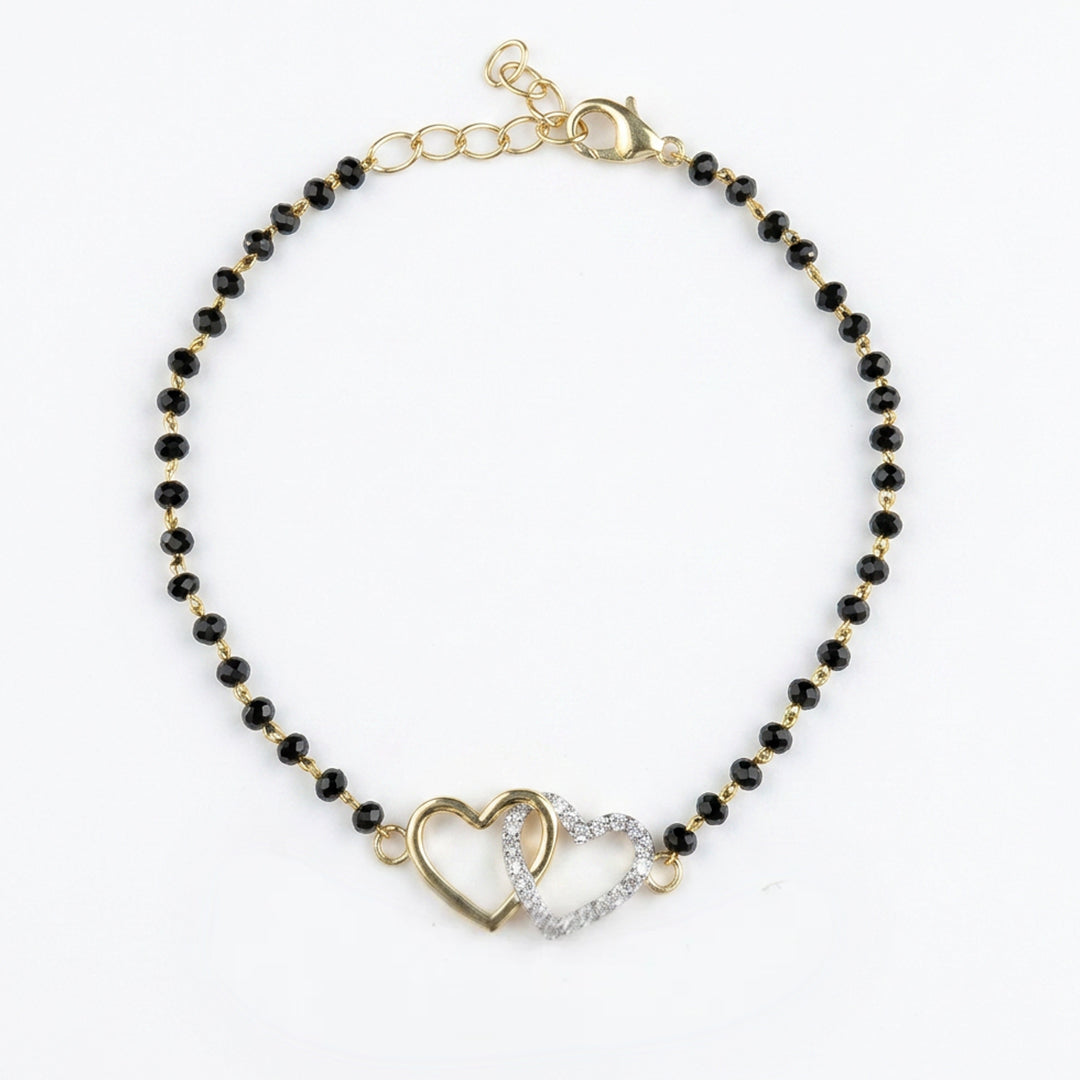 Gold Twin Heart Mangalsutra Bracelet