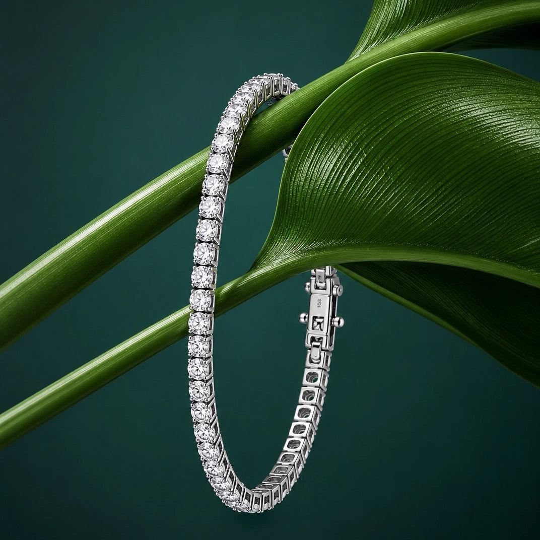 Silver Round Tennis Bracelet